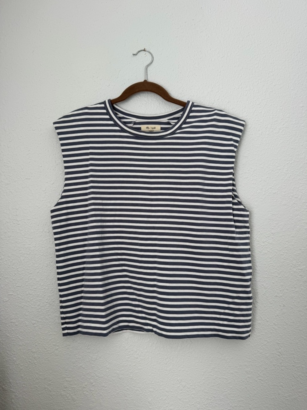 Madewell Striped Muscle Shoulder Pad Tank Top | Large